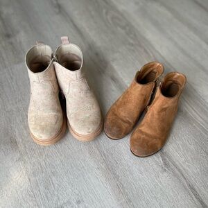 Cat & Jack Kids Boots - Floral Cream and Classic Brown